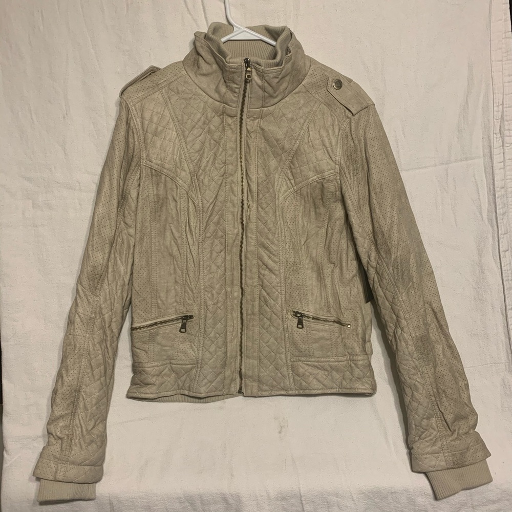 Guess Tan Faux Leather Moto Jacket